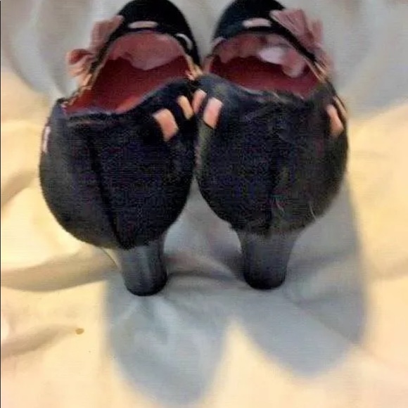 VINTAGE MIGLIORINI BLACK PONYHAIR PINK TRIM PUMP SHOES 37 - Picture 3 of 8